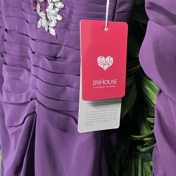 JJ's House Women Dress 6 Purple Formal Short Pleated Stoned Wedding 1658 - Picture 10 of 14